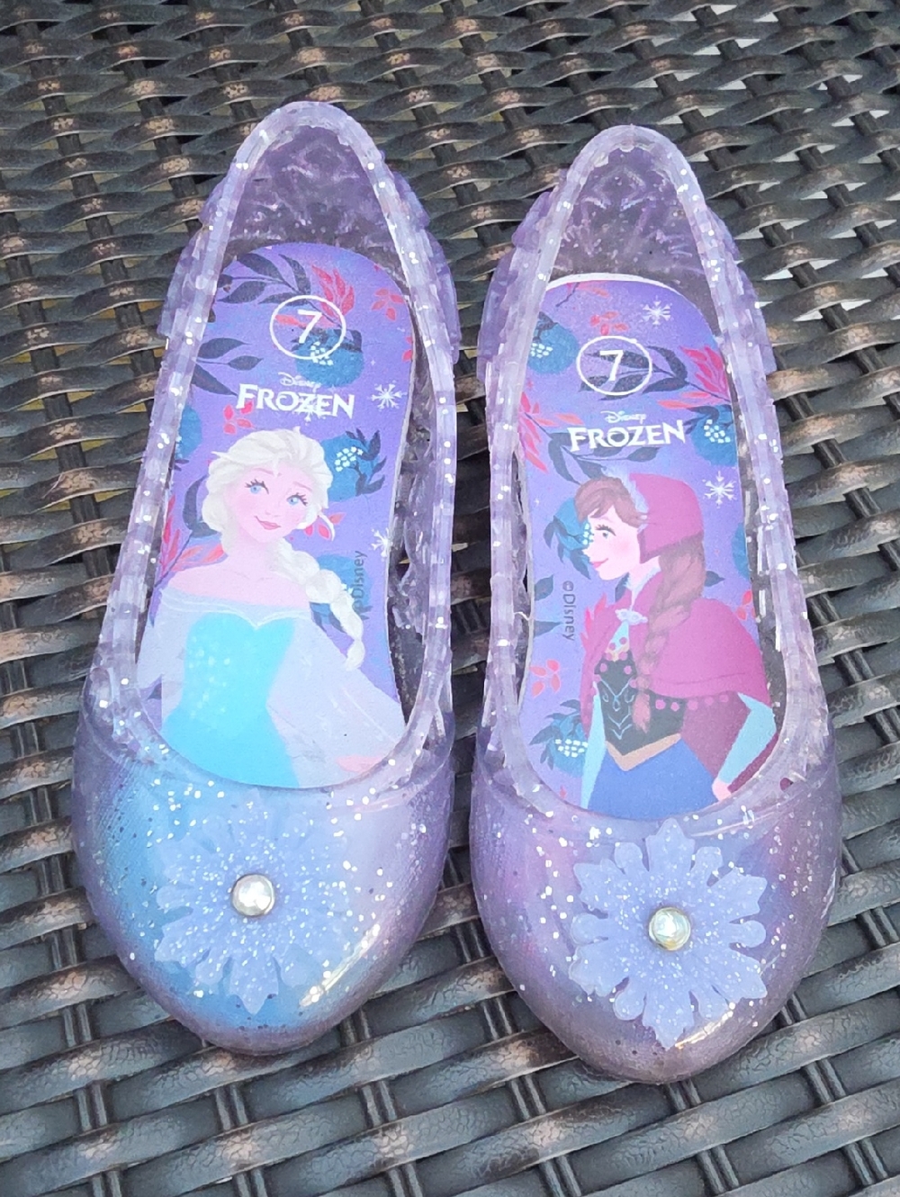 Disney Girls' Purple Glitter Frozen Jelly Shoes with Elsa & Anna